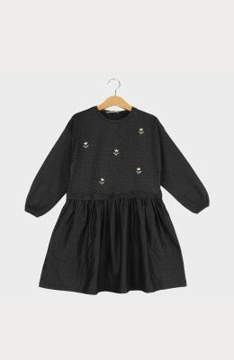 پیراهن یکرو لایکرا لمه دار کمر چین دار