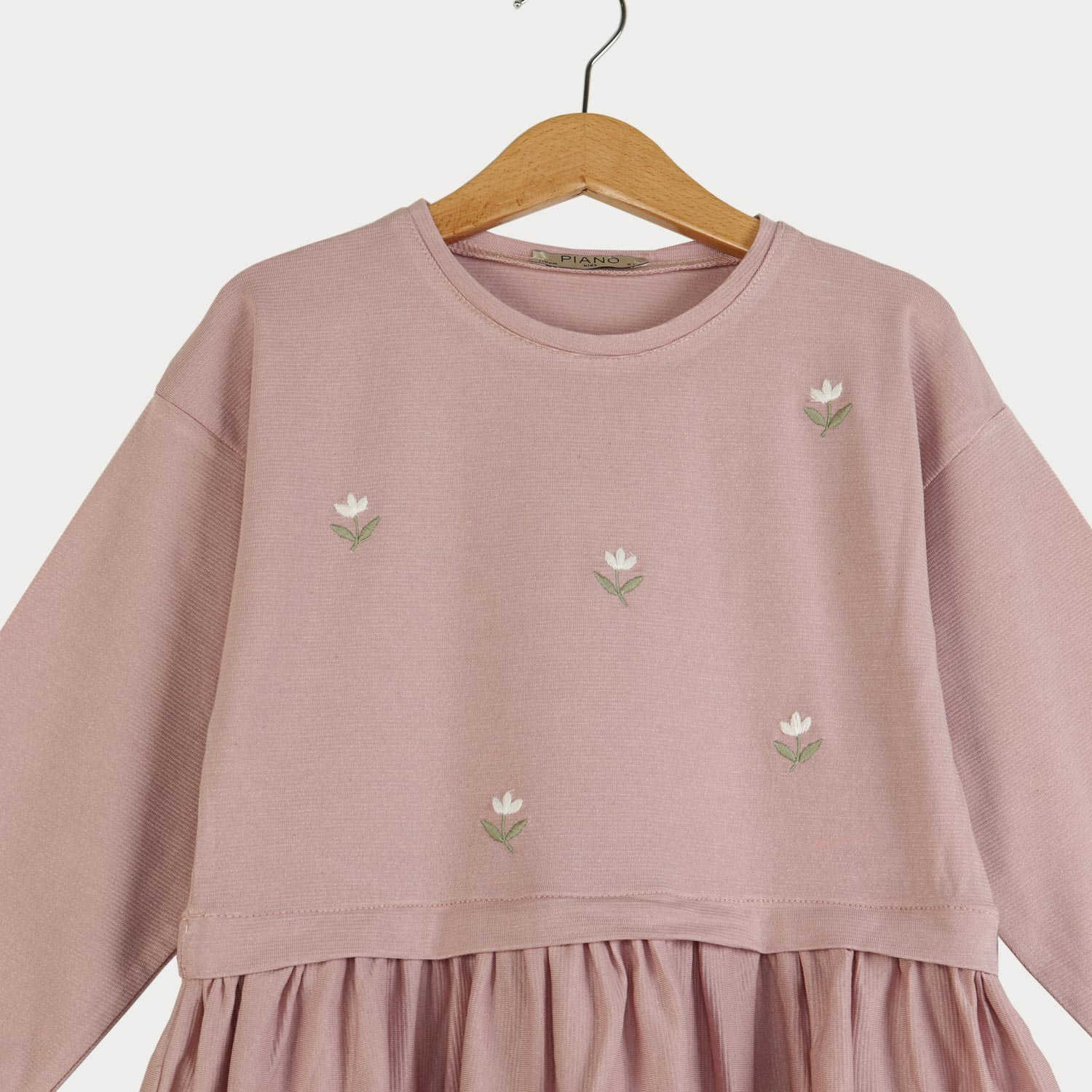 پیراهن یکرو لایکرا لمه دار کمر چین دار