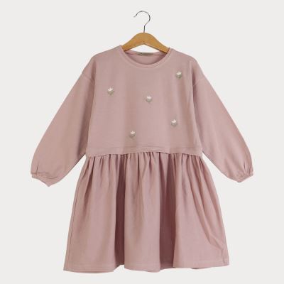 پیراهن یکرو لایکرا لمه دار کمر چین دار