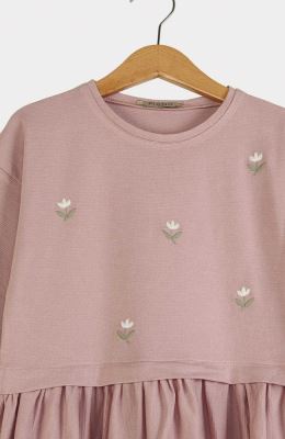 پیراهن یکرو لایکرا لمه دار کمر چین دار