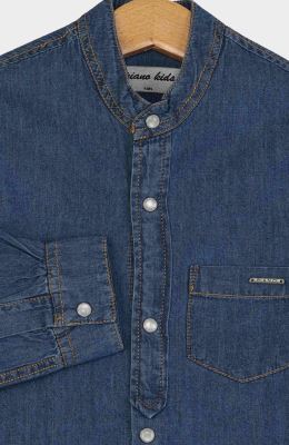 شومیز جین آستین بلند یقه فرانسوی