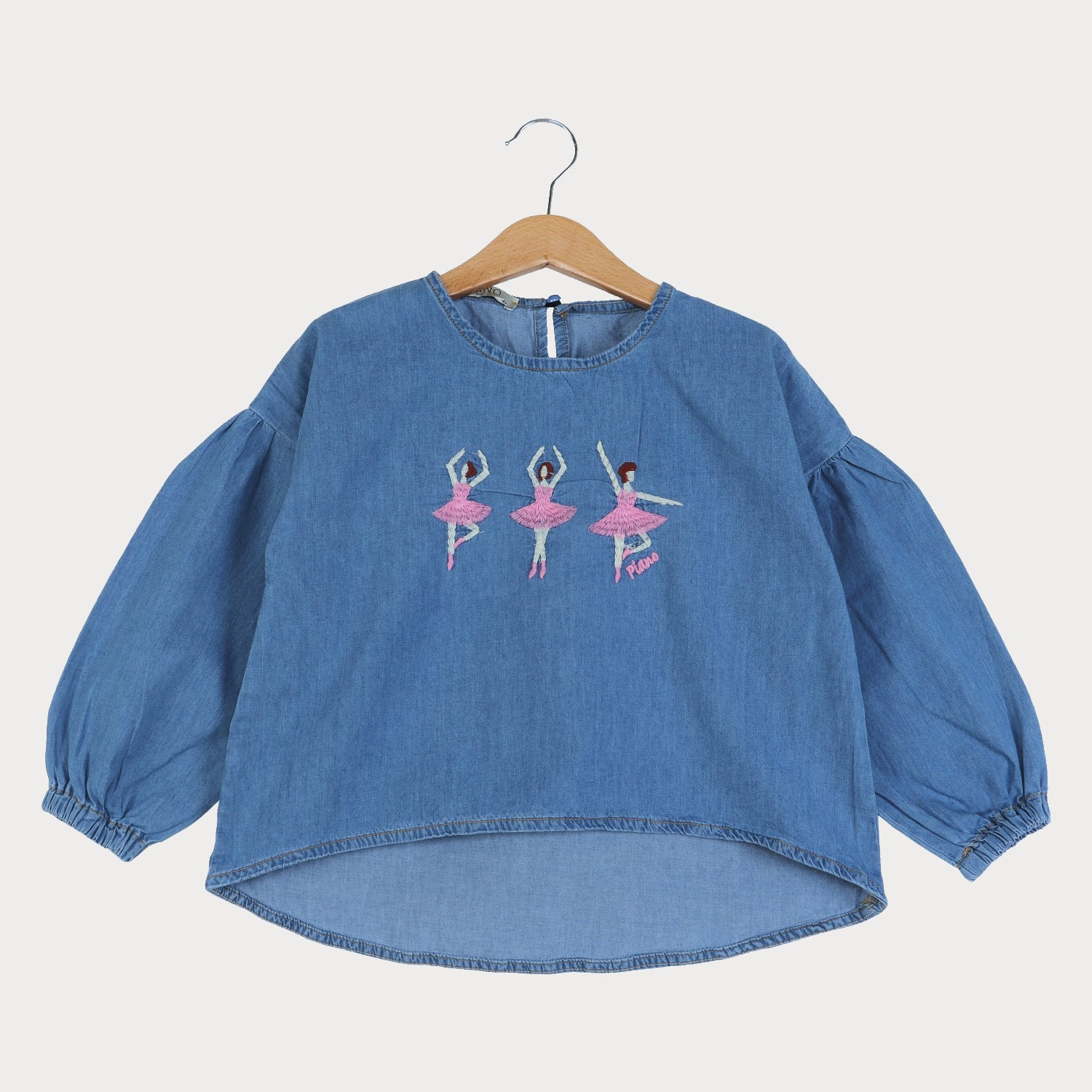 بلوز جین آستین افتاده چین دار