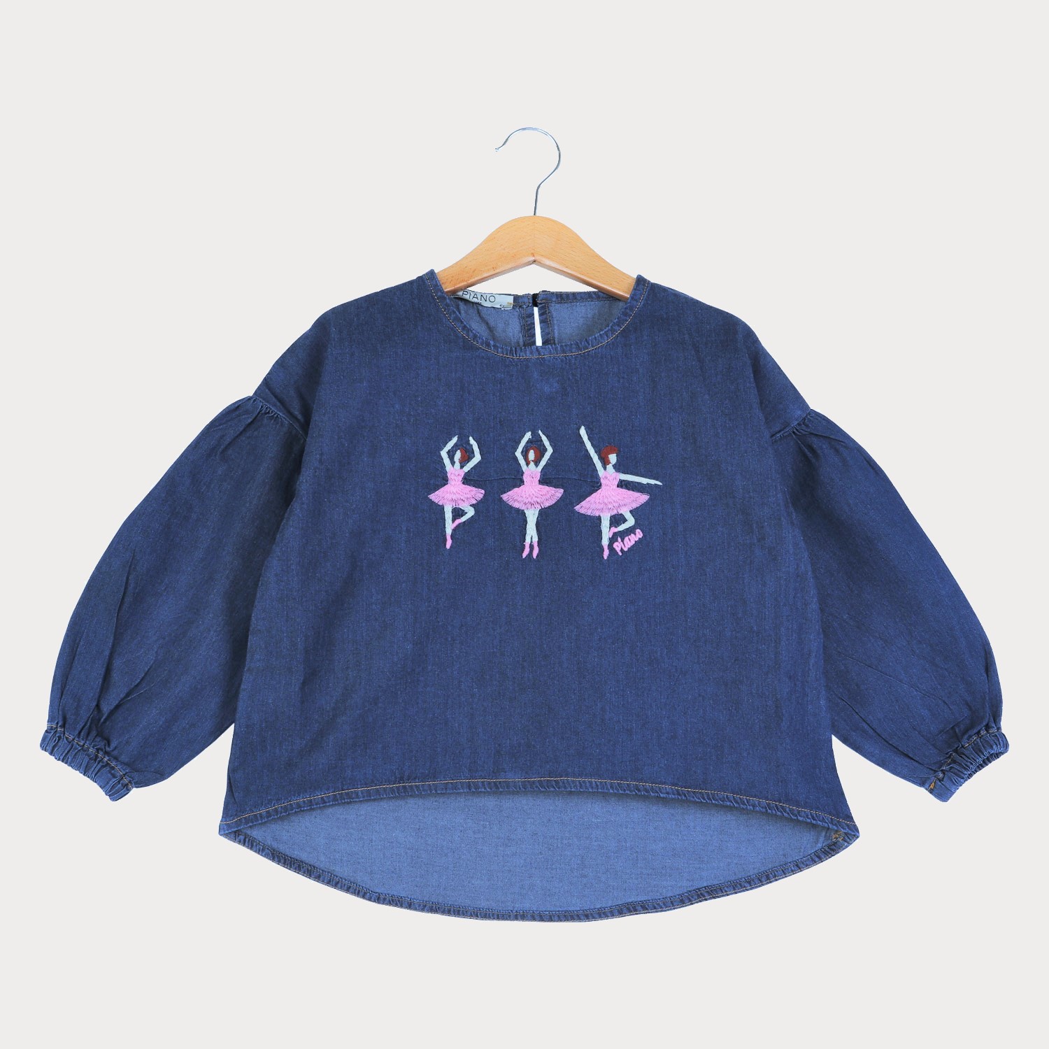 بلوز جین آستین افتاده چین دار