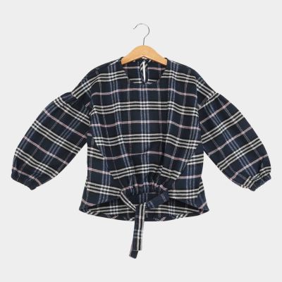 بلوز فلانل چهارخانه پیش گت دار