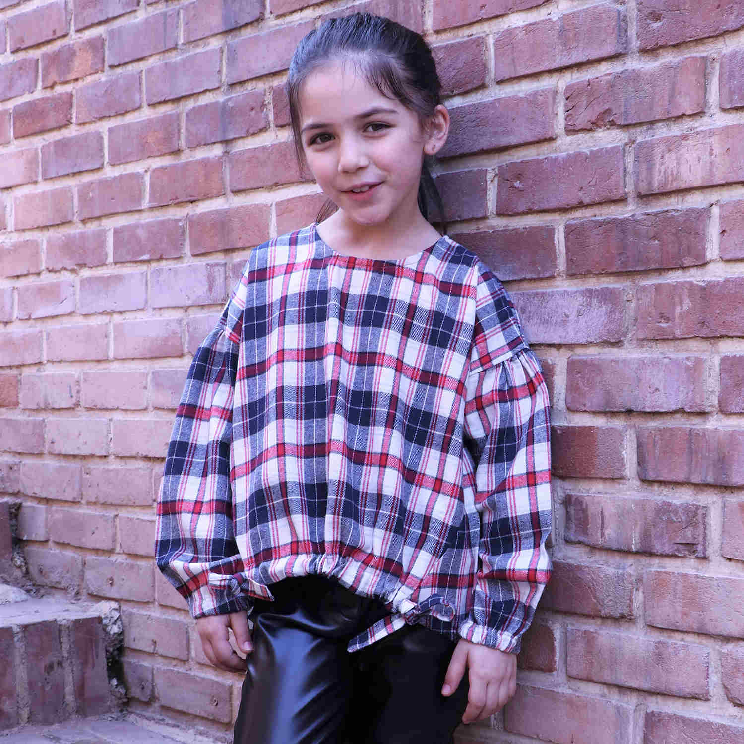 بلوز فلانل چهارخانه پیش گت دار