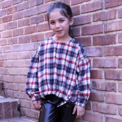 بلوز فلانل چهارخانه پیش گت دار