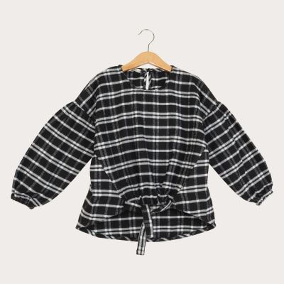 بلوز فلانل چهارخانه پیش گت دار