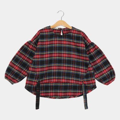 بلوز فلانل چهارخانه پیش گت دار