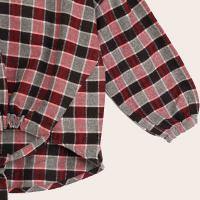 بلوز فلانل چهارخانه پیش گت دار