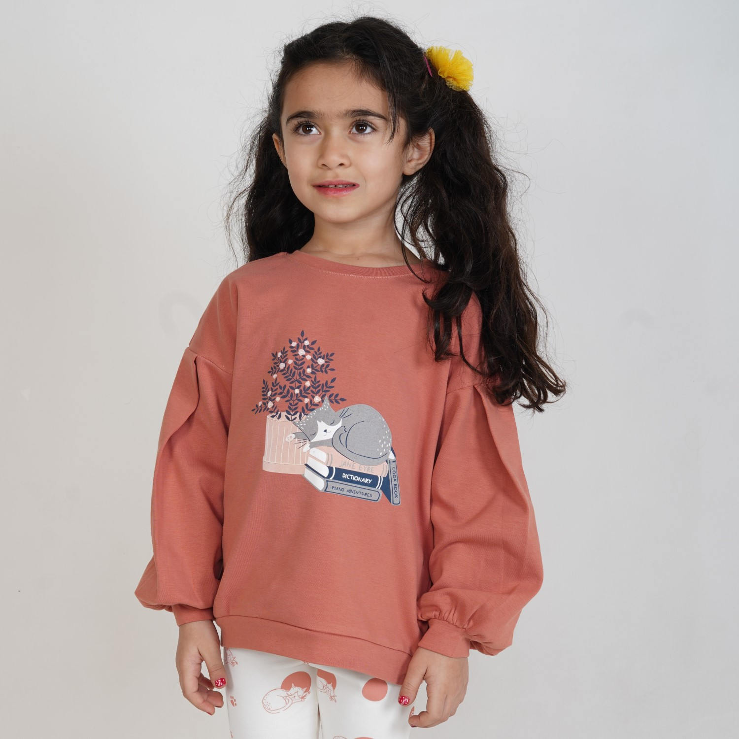 بلوز و لگ فاینریب آستین افتاده پیلی دار