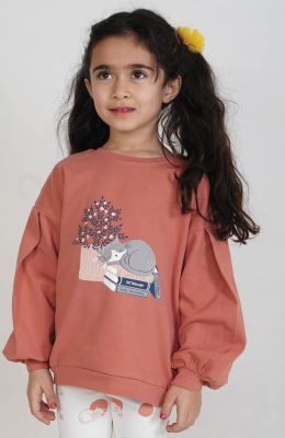 بلوز و لگ فاینریب آستین افتاده پیلی دار