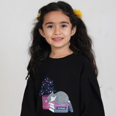 بلوز و لگ فاینریب آستین افتاده پیلی دار