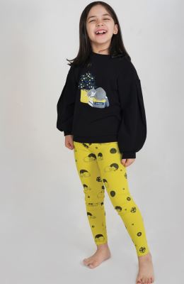 بلوز و لگ فاینریب آستین افتاده پیلی دار