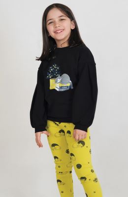 بلوز و لگ فاینریب آستین افتاده پیلی دار