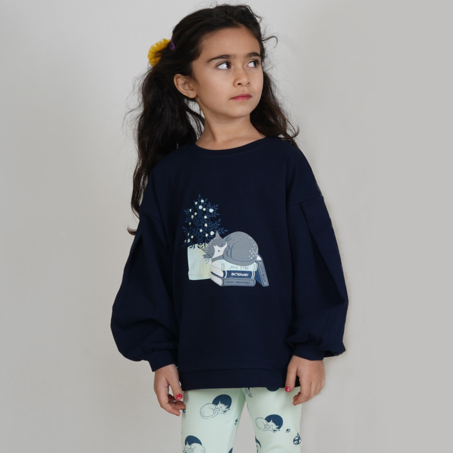 بلوز و لگ فاینریب آستین افتاده پیلی دار