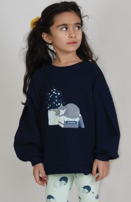 بلوز و لگ فاینریب آستین افتاده پیلی دار