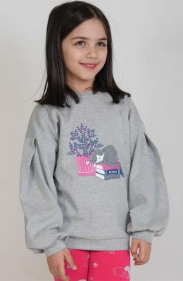 بلوز و لگ فاینریب آستین افتاده پیلی دار