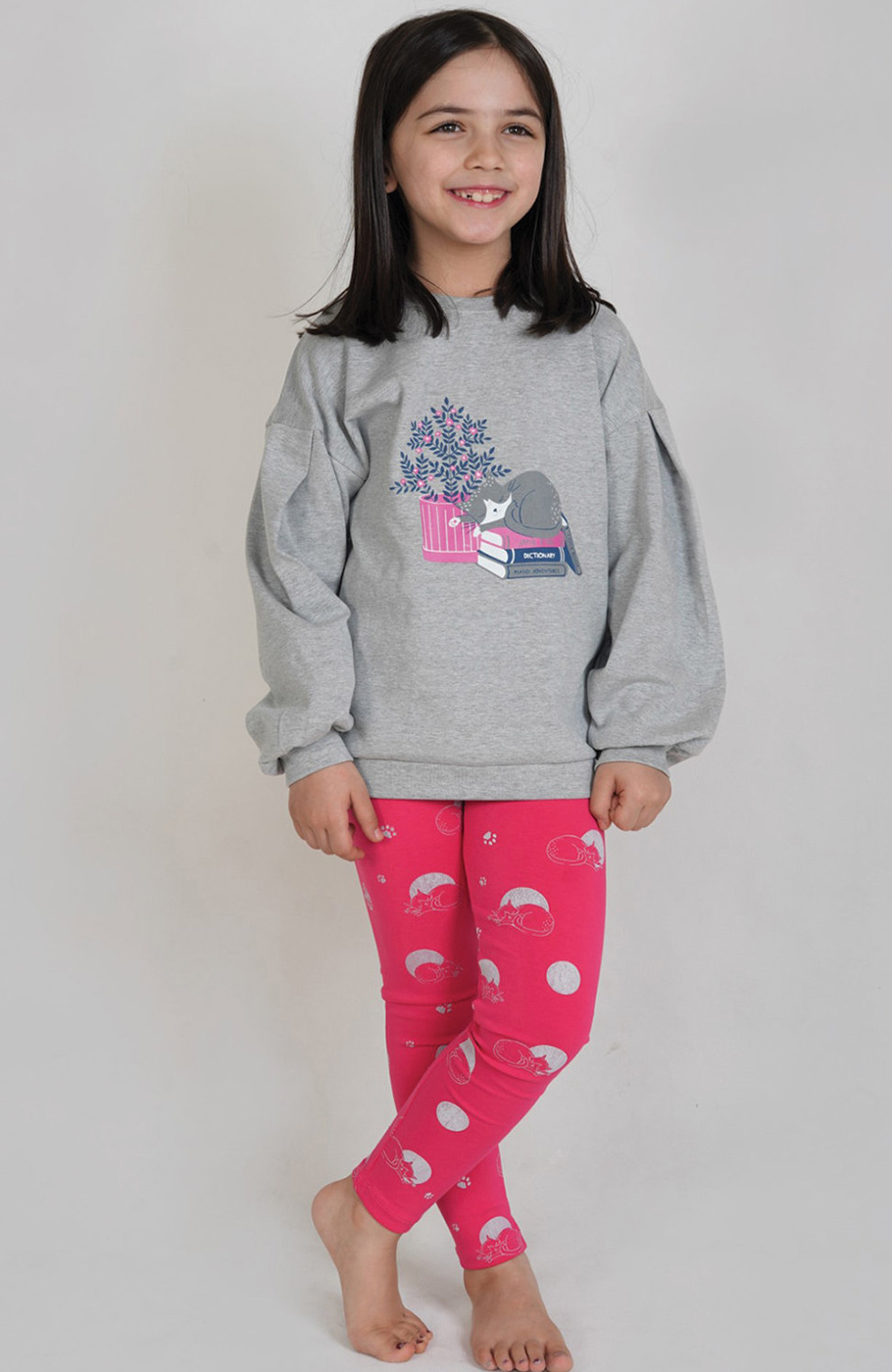 بلوز و لگ فاینریب آستین افتاده پیلی دار