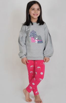 بلوز و لگ فاینریب آستین افتاده پیلی دار