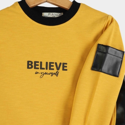 بلوز دورس لایکرا اسلپ با برش چرم