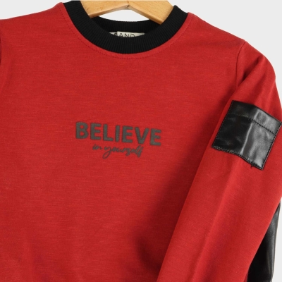 بلوز دورس لایکرا اسلپ با برش چرم