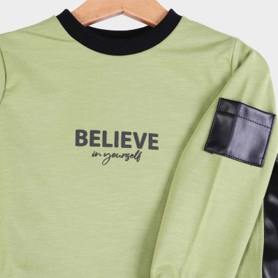 بلوز دورس لایکرا اسلپ با برش چرم