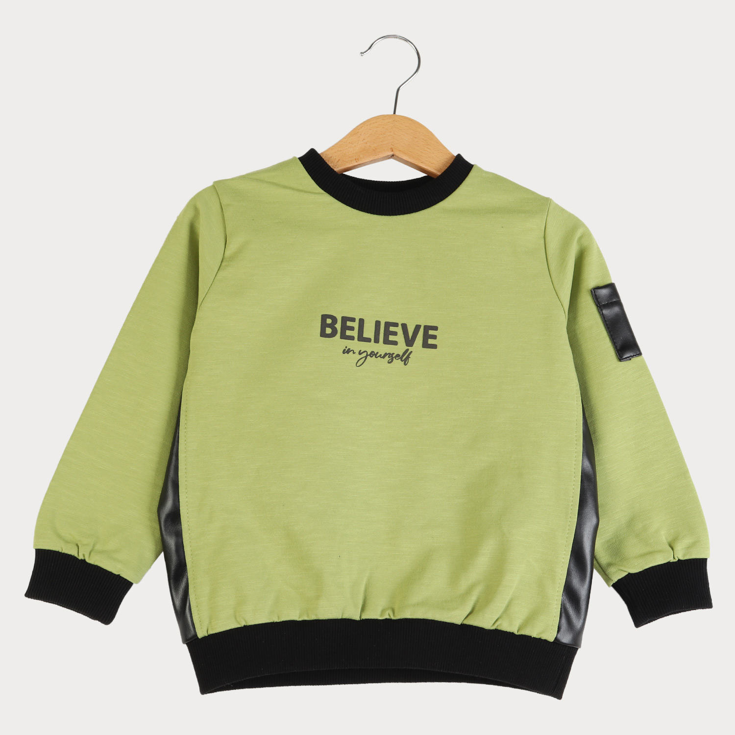 بلوز دورس لایکرا اسلپ با برش چرم