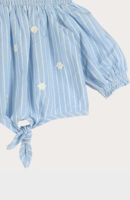 بلوز نساجی یقه و مچ آستین کش ماسوره ای