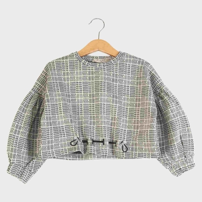 بلوز ژاکارد پیچازی (ست با کد 10075)