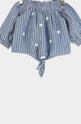 بلوز نساجی یقه و مچ آستین کش ماسوره ای