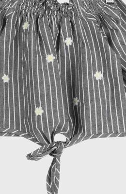 بلوز نساجی یقه و مچ آستین کش ماسوره ای