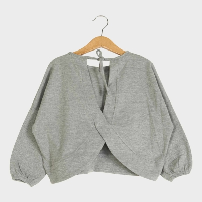 بلوز یکرو لایکرا لمه دار پشت هلالی