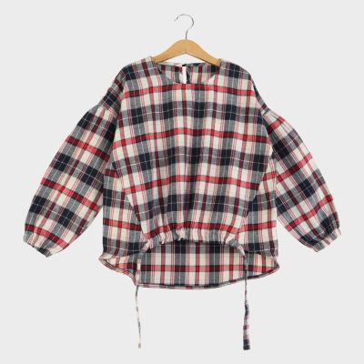 بلوز فلانل چهارخانه پیش گت دار