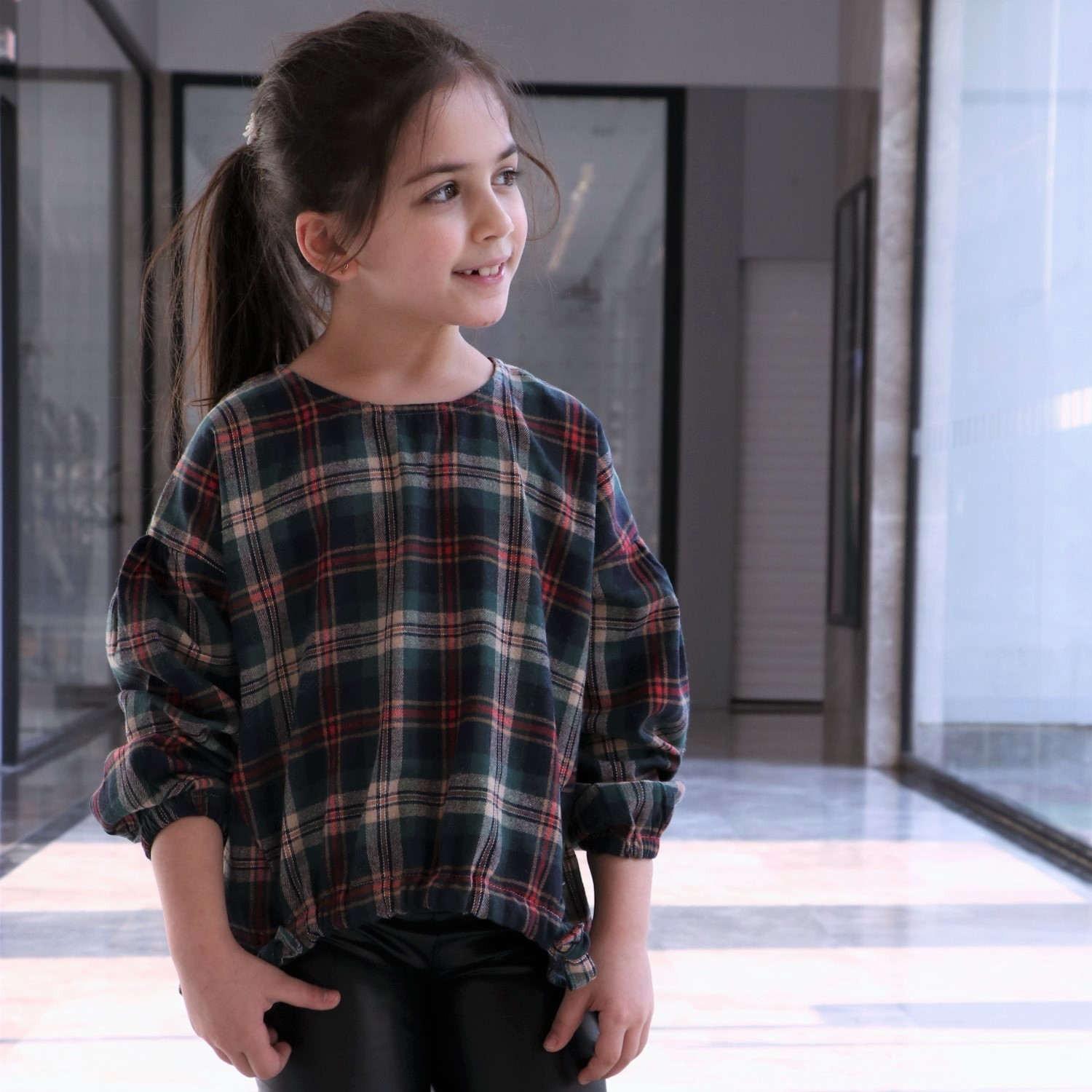 بلوز فلانل چهارخانه پیش گت دار