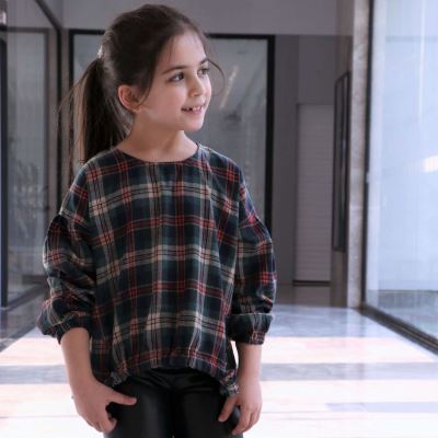 بلوز فلانل چهارخانه پیش گت دار