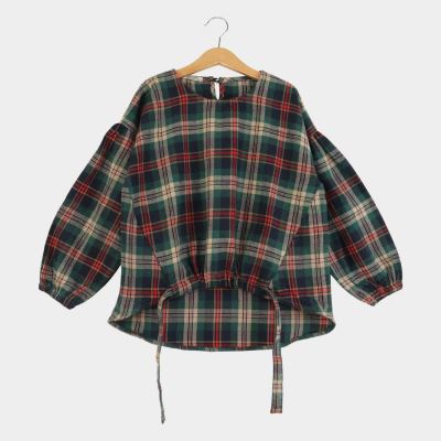 بلوز فلانل چهارخانه پیش گت دار