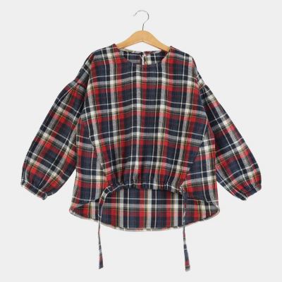 بلوز فلانل چهارخانه پیش گت دار