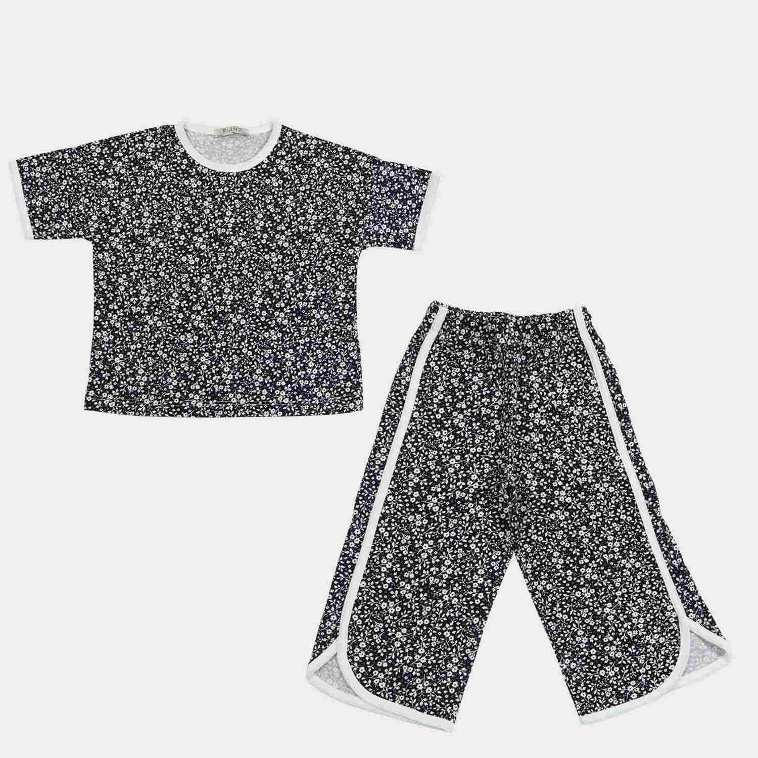 تیشرت و شلوار برمودا یکرو لایکرا گلدار