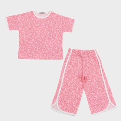 تیشرت و شلوار برمودا یکرو لایکرا گلدار