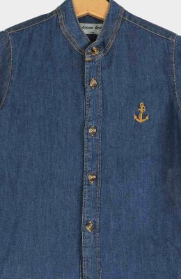 شومیز جین آستین کوتاه یقه فرانسوی