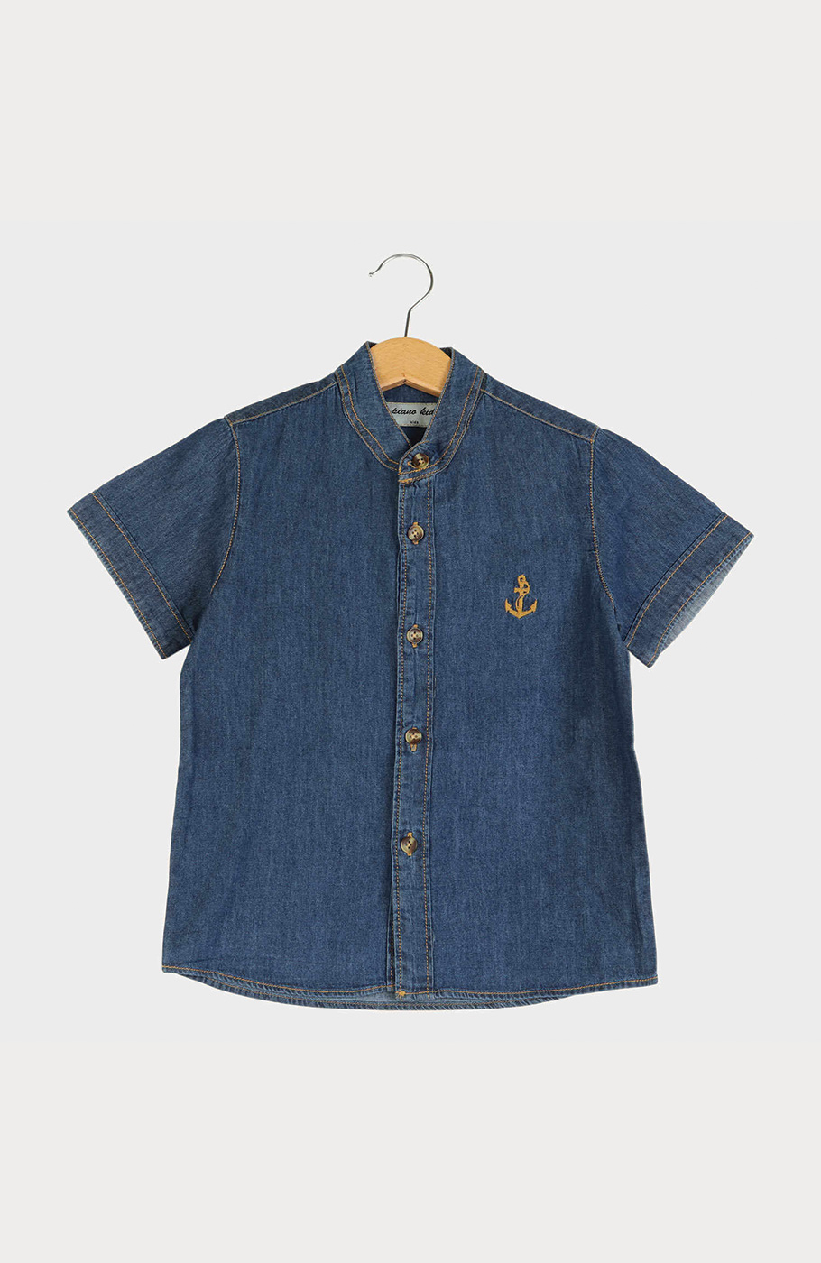 شومیز جین آستین کوتاه یقه فرانسوی