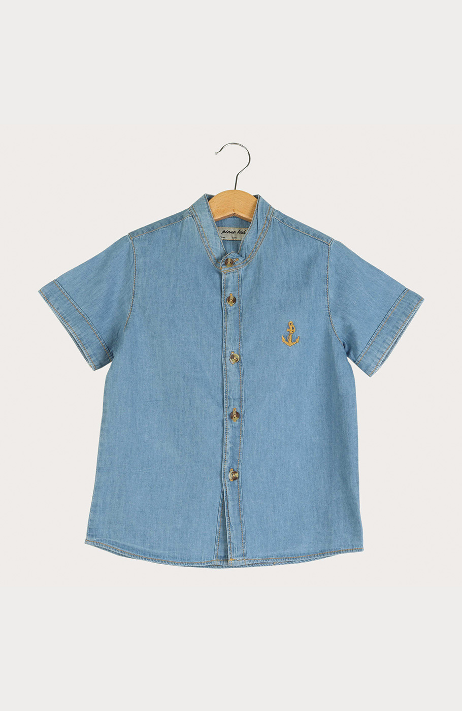 شومیز جین آستین کوتاه یقه فرانسوی