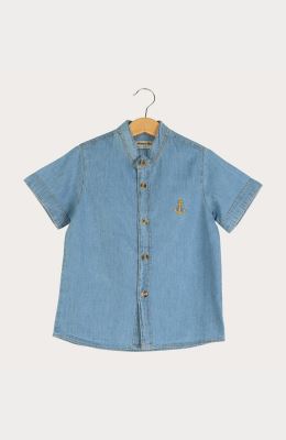 شومیز جین آستین کوتاه یقه فرانسوی