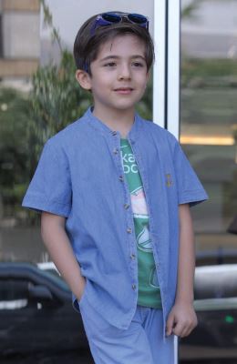 شومیز جین آستین کوتاه یقه فرانسوی