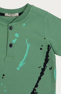 تیشرت یکرو لایکرا دکمه دار (ست با کد 11021)