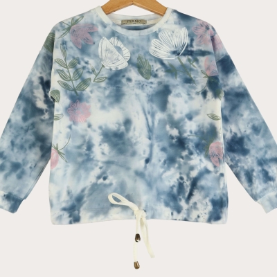 بلوز یکرو لایکرا آستین افتاده ابر و بادی