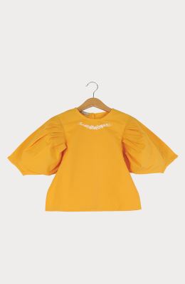 بلوز پوپلین نازک آستین پیلی دار