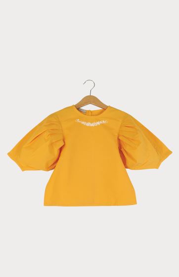 بلوز پوپلین نازک آستین پیلی دار