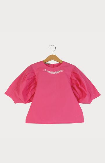 بلوز پوپلین نازک آستین پیلی دار