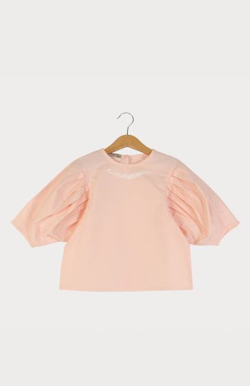 بلوز پوپلین نازک آستین پیلی دار